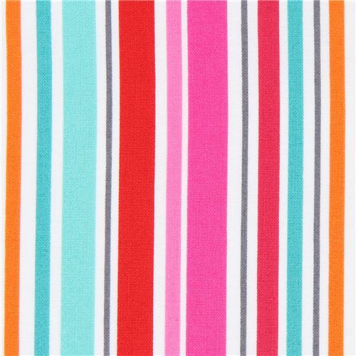 white pink red Michael Miller fabric colorful stripe All in a Row