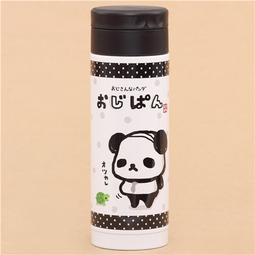 black white Ojipan panda dot thermo bottle from Japan