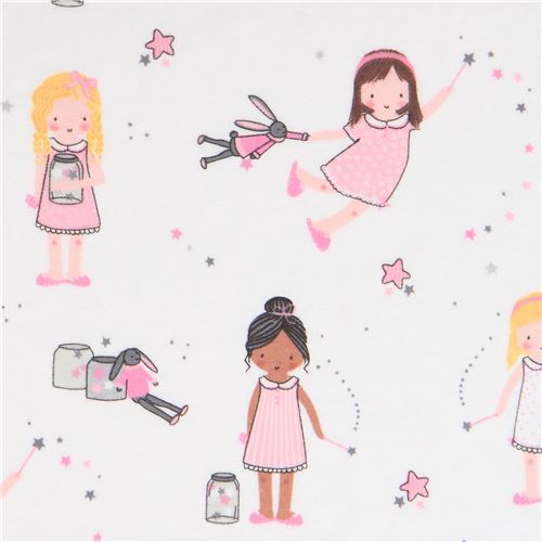 little girl flannel fabric by Michael Miller with stars