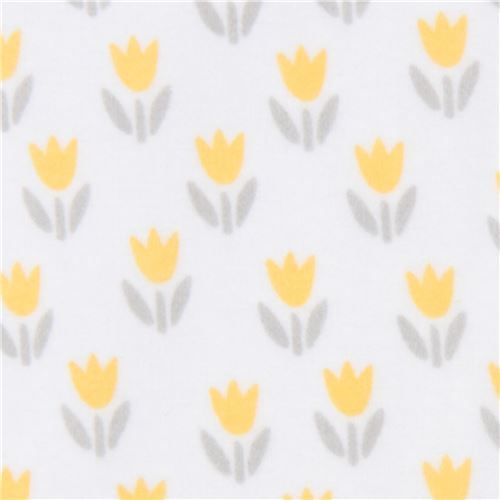 yellow flower small flannel fabric Robert Kaufman white Cozy Cotton