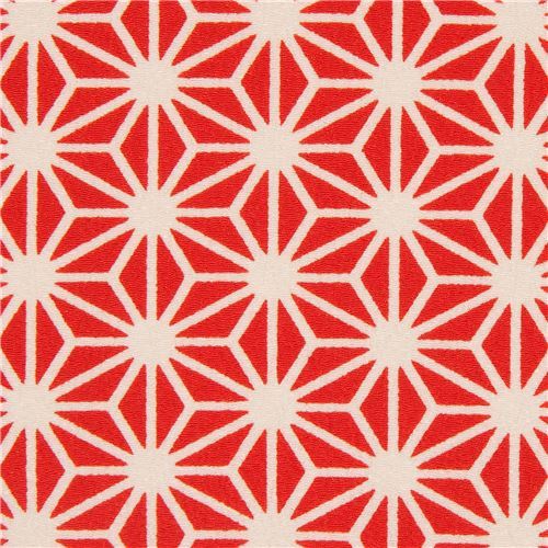 red Futakoshi Chirimen geometric star Kokka fabric