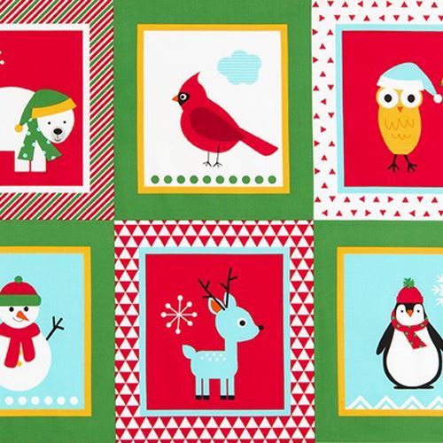 green white Robert Kaufman animal square fabric Jingle 4