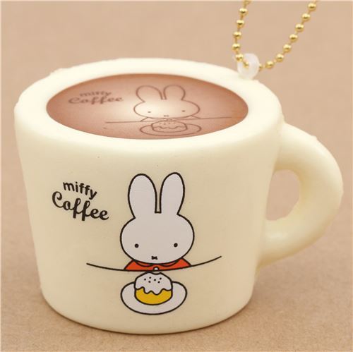 cute cream color Miffy bunny rabbit coffee mug squishy for  backpack