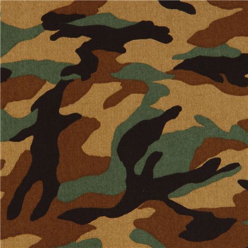 camouflage brown green canvas fabric Robert Kaufman Sevenberry