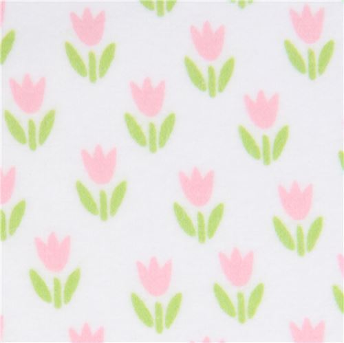 small pink flower flannel fabric Robert Kaufman white Cozy Cotton