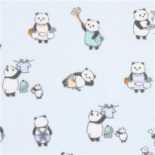 blue Cosmo double gauze fabric with panda