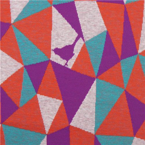 grey orange purple triangle geo bird Jacquard echino fabric 