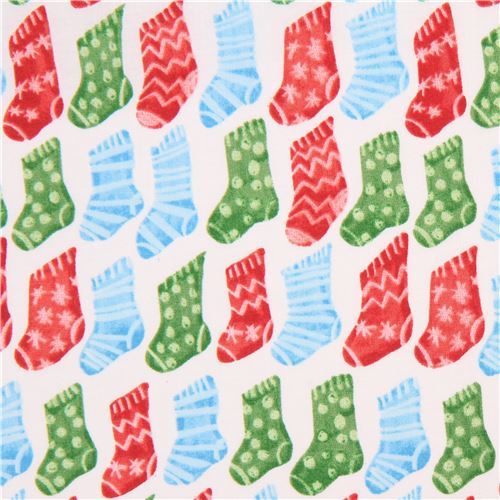 white 'Festive' colorful Christmas stocking sock Cloud 9 organic cotton fabric