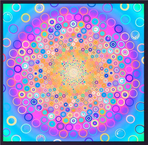 Effervescence Digital Panel fabric by Robert Kaufman in orange and purple